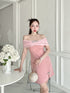 SIRINNN Mesh Off Shoulder Side Slit Mini Dresses